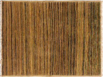 Modern Gabbeh Delfina Beige/Green Wool Rug - 2'9'' x 4'10''